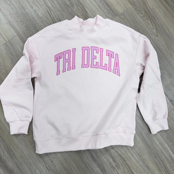 Apricot Tri Delta Mock Neck Sweatshirt
