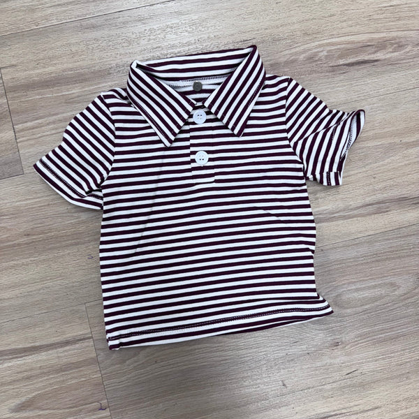 Maroon Stripe Game Day Polo
