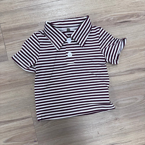 Maroon Stripe Game Day Polo