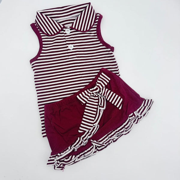 Maroon Stripe Game Day Skort Set