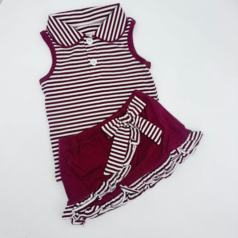 Maroon Stripe Game Day Skort Set