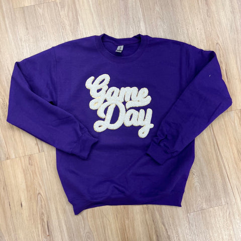 Game Day Chenille Patch Sweatshirt: Purple