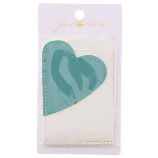 White with Mint Heart Phone Wallet
