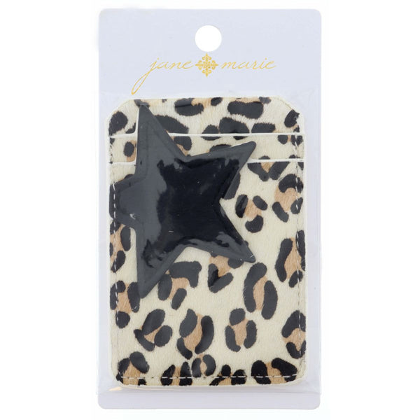 White Leopard Black Star Phone Wallet