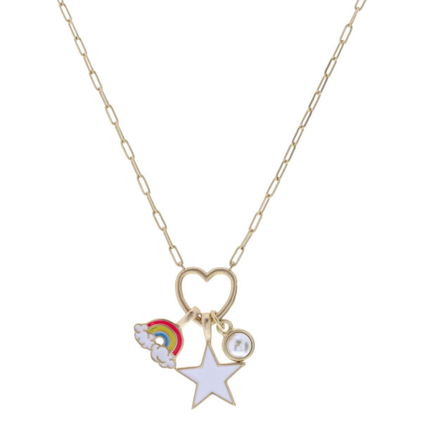 Enamel Rainbow, Star, Pearl Necklace