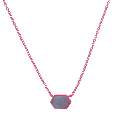 Kids Color Necklace: Aqua Hex Druzy