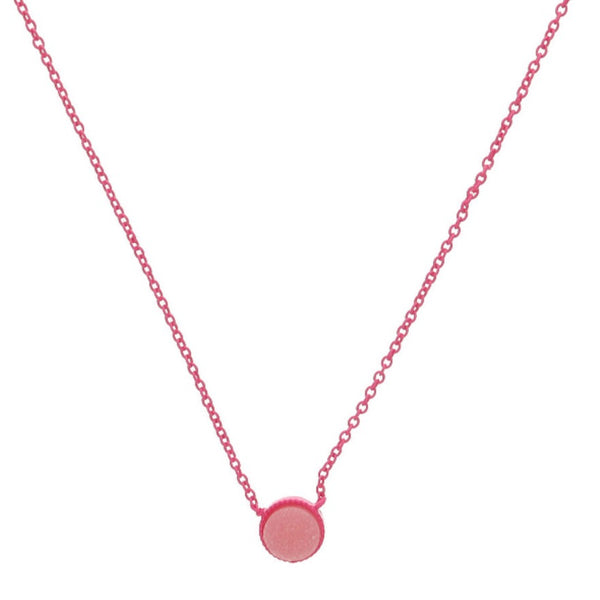 Kids Color Necklace: Pink Circle Druzy