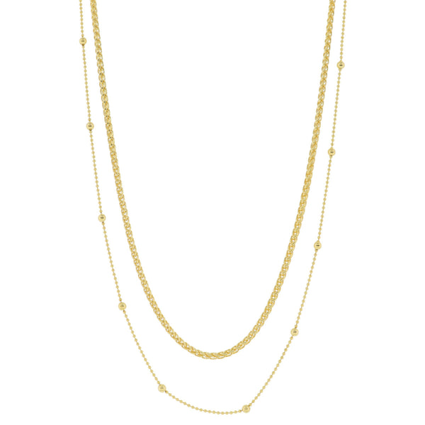 18K Gold Plated Double Stranded Satellite Chain Necklace
