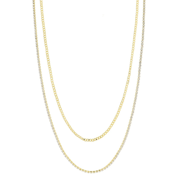 18K Gold Plated Double Stranded Mini Crystal Chain Necklace