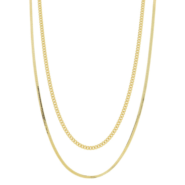 18K Gold Plated Double Stranded Snake Chain Necklace