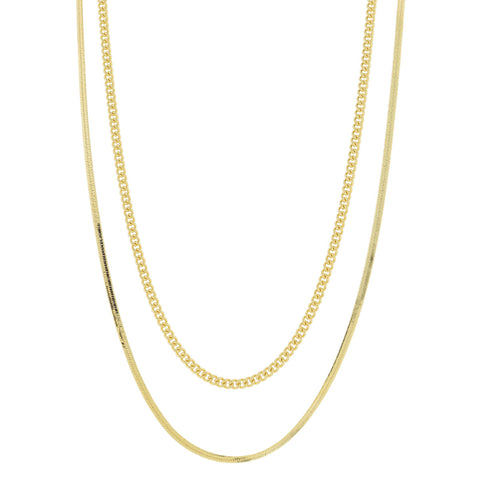 18K Gold Plated Double Stranded Snake Chain Necklace