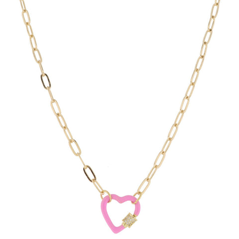 Hooked On You Necklace: Light Pink Heart