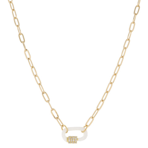 Hooked On You Necklace: White Carabiner