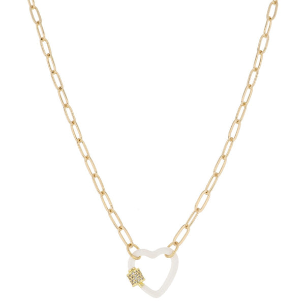 Hooked On You Necklace: White Heart