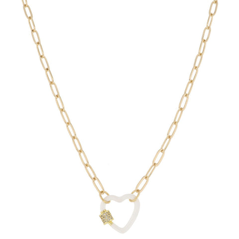 Hooked On You Necklace: White Heart