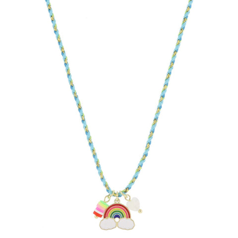 Corded Rubber Sequin Necklace: Rainbow