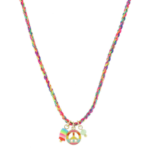 Corded Rubber Sequin Necklace: Peace