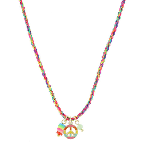 Corded Rubber Sequin Necklace: Peace