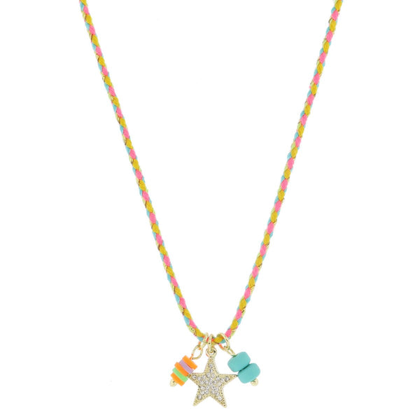 Corded Rubber Sequin Necklace: Star
