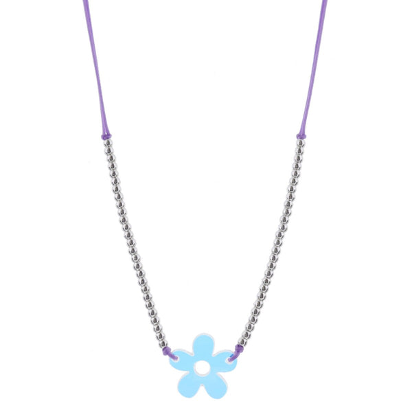 Corded Acrylic Pendant Necklace: Flower