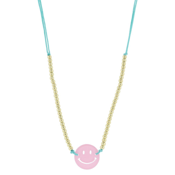 Corded Acrylic Pendant Necklace: Happy Face