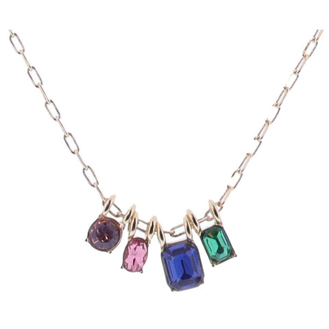 Multi Crystal Charm Cluster Necklace