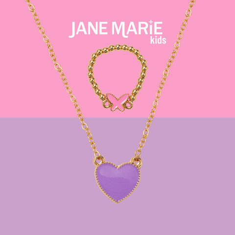 Fun Times Necklace & Ring Set: Purple Heart