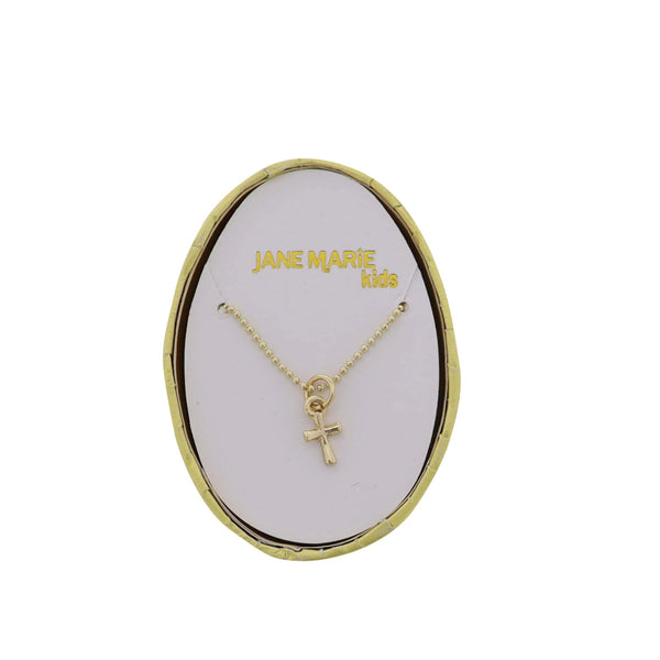 Gold Cross on Ball Chain Necklace