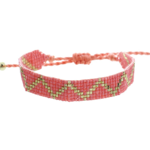 Yes Please Bracelet - Coral Zig Zag