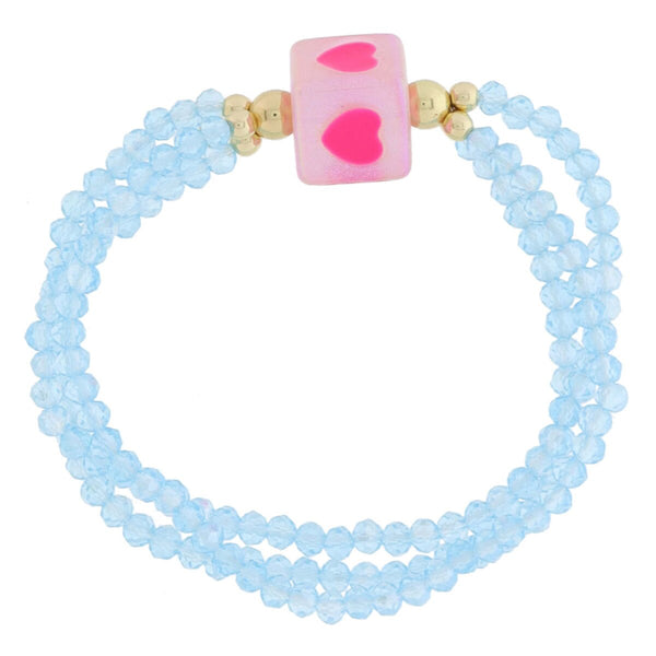 3 Strand Aqua Beaded Bracelet