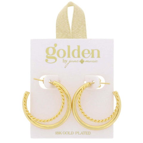 18K Skinny Twist Medium Hoop Earrings