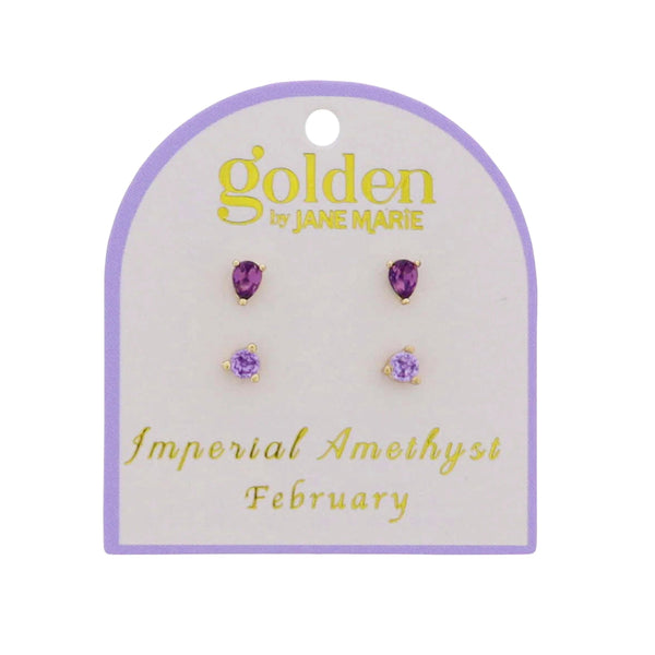 Golden Year! Earring Stud Set: Amethyst