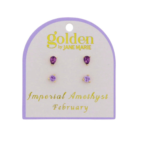 Golden Year! Earring Stud Set: Amethyst
