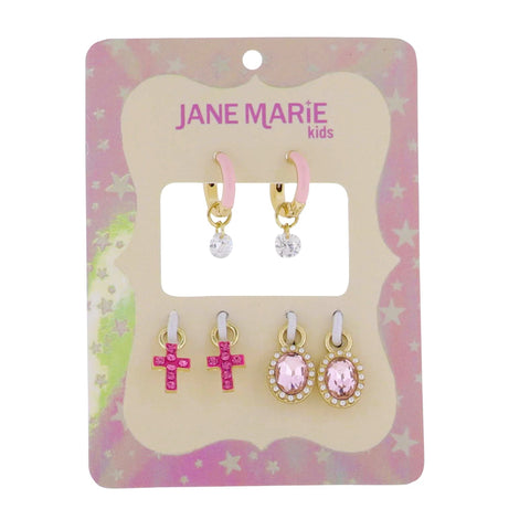 Interchangeable Huggie Earring Set: Crystal