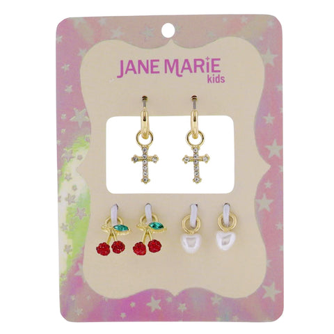 Interchangeable Huggie Earring Set: Cherry