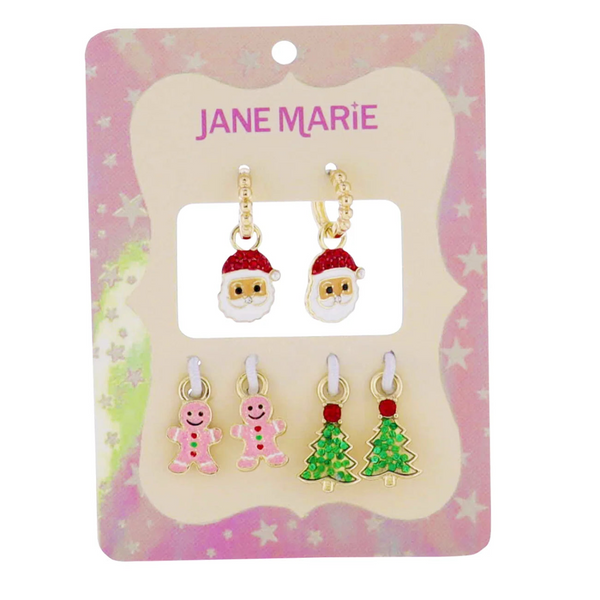 Interchangeable Huggie Earring Set: Santa