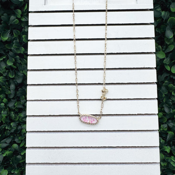 My Golden Bling Necklace: Floral Bow White