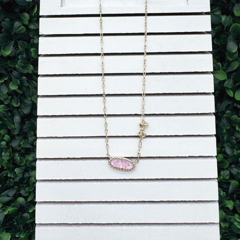 My Golden Bling Necklace: Floral Bow White
