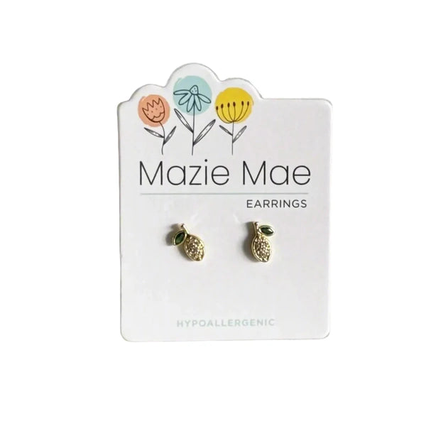 Hypoallergenic Gold CZ Lemon Studs