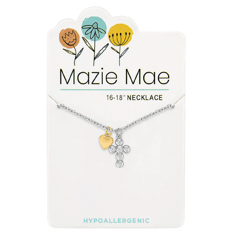 Silver Cross Heart Necklace