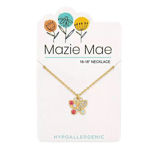 Gold Opal Butterfly Necklace