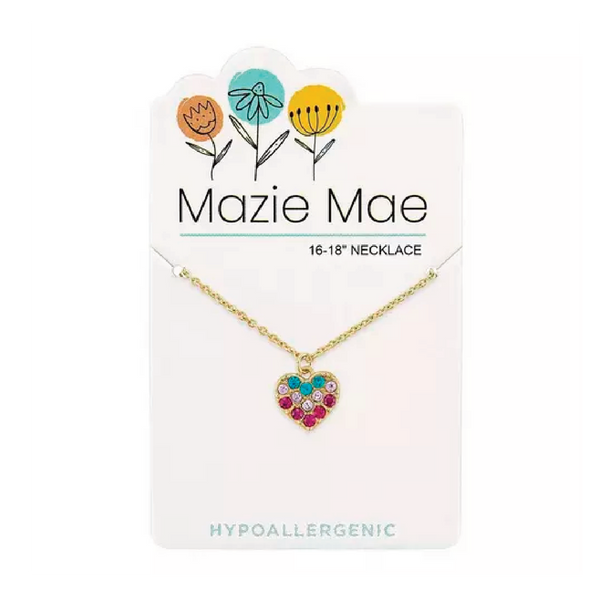 Gold Multi Color Heart Necklace