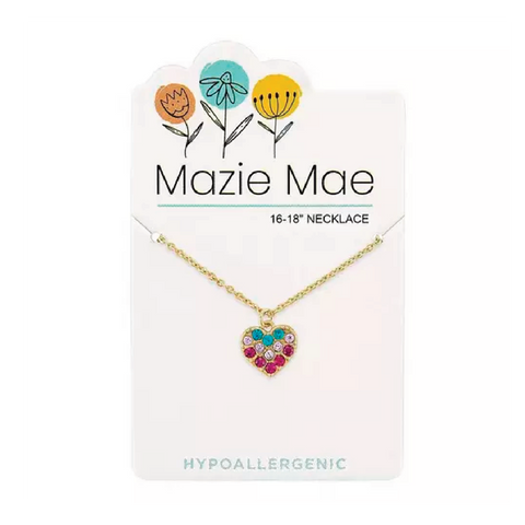 Gold Multi Color Heart Necklace