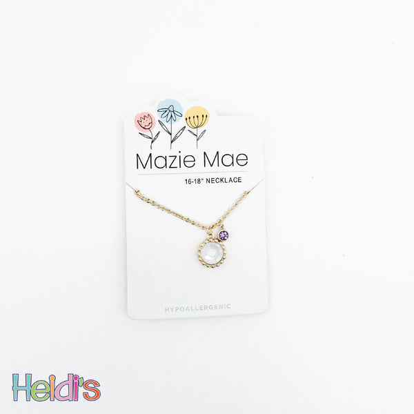 Gold Opal Purple Crystal Necklace