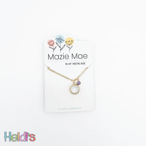 Gold Opal Purple Crystal Necklace