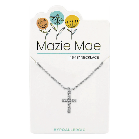 Silver CZ Cross Necklace