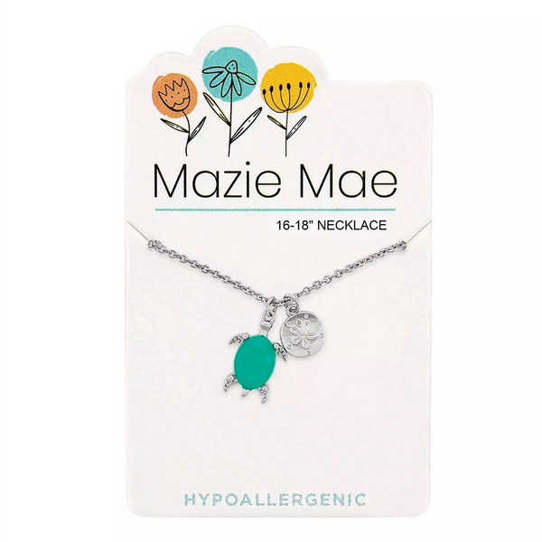 Silver Pacific Opal Turtle Necklace