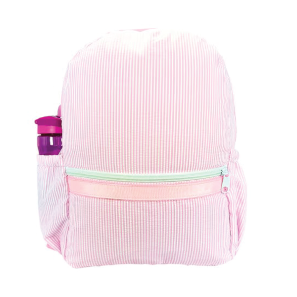 Medium Seersucker Backpack: Pink