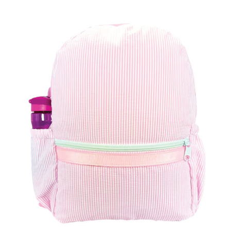 Medium Seersucker Backpack: Pink