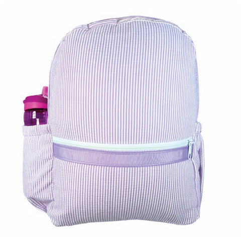 Medium Seersucker Backpack: Lilac
